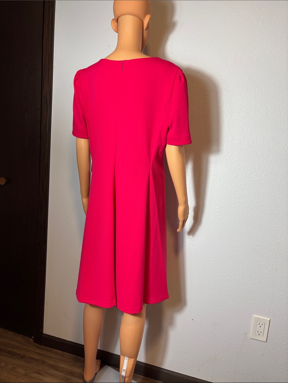 DKNY Fuchsia Short-Sleeve Midi A-Line Dress - Picture 10 of 12